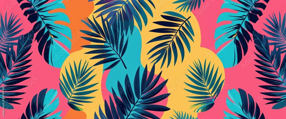 palm leaf pattern on colorful plain background digital abstract art work illustration design palm leaf pattern on colorful plain background digital abstract art work illustration design