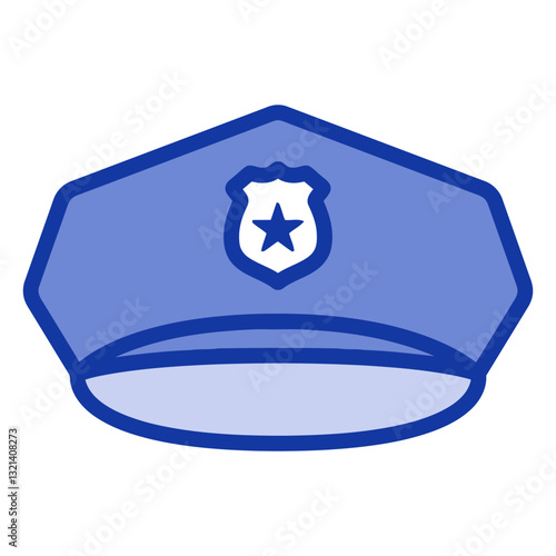 Police Cap Icon: A stylized representation of a police cap, complete with a badge, symbolizing law enforcement and security.