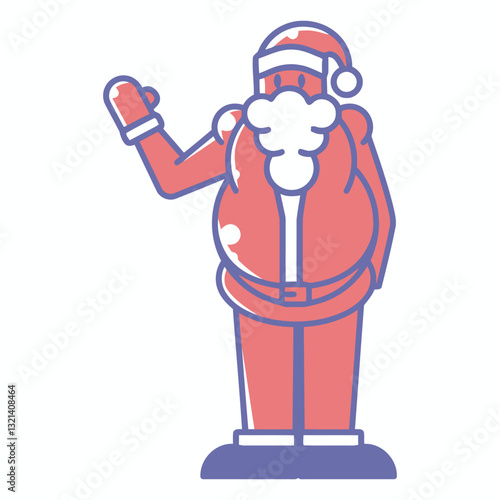 Santa's Cheerful Welcome: A jolly cartoon Santa Claus, depicted in a whimsical cartoon style, extends a welcoming hand.