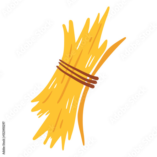 Bundle of Straw: A vibrant illustration of a bundled straw, an image perfect for projects related to agriculture, farm life, or rural themes, evoking a sense of simplicity and harvest.