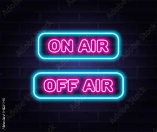 Neon sign On Air, Off Air for decoration and design.