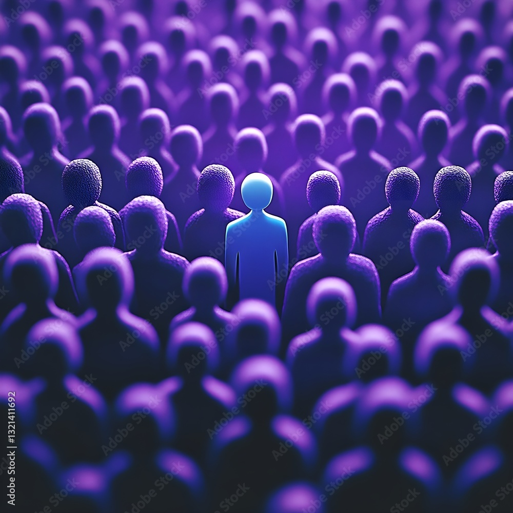 Obraz premium A person who stands out in a large crowd of people.