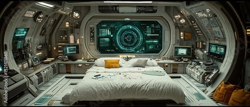 Fototapeta Naklejka Na Ścianę i Meble -  Futuristic spaceship bedroom
