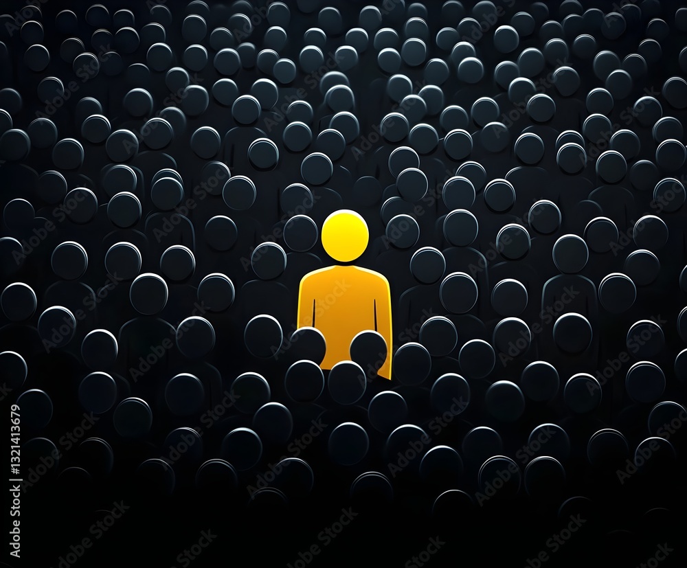Fototapeta premium A person who stands out in a large crowd of people.
