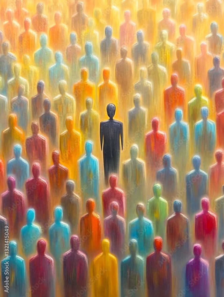Obraz premium A person who stands out in a large crowd of people.