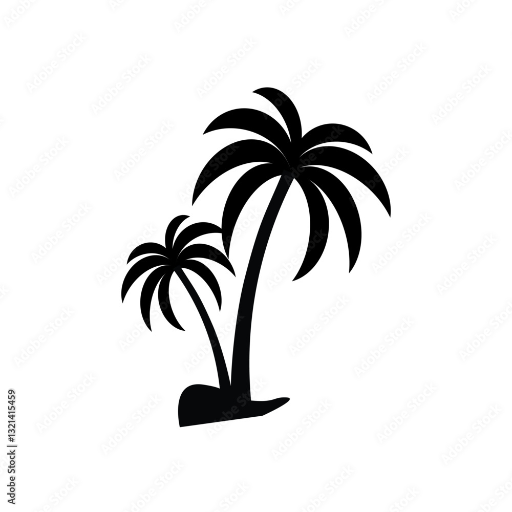 Obraz premium palm tree vector. Black palm tree silhouettes set. palm tree silhouette using t-shirt and other on transparent background.
