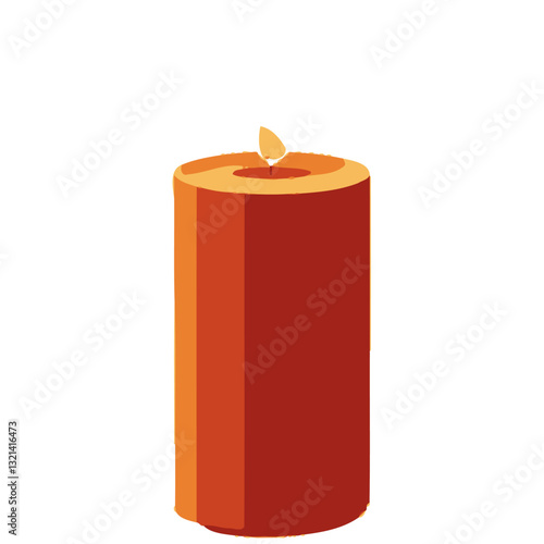 Candle's Gentle Glow: A vibrant candle burns brightly, its flame dancing delicately. This image captures a sense of warmth, peace and tranquility.