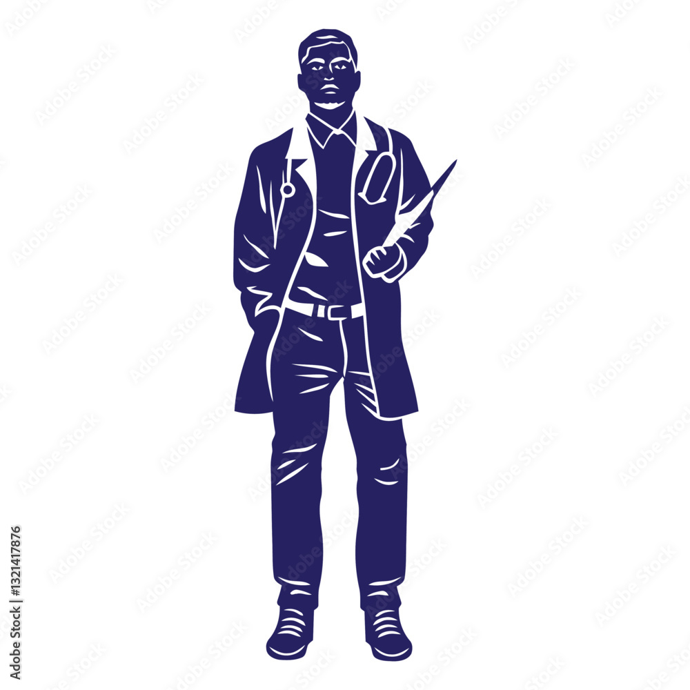 Obraz premium Medical Professional Icon: A formal silhouette of a dedicated medical professional, embodies the essence of modern healthcare