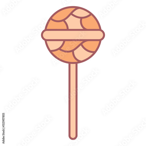 Lollipop Icon: A vibrant illustration of a circular lollipop on a stick, candy delight, sweetness concept.