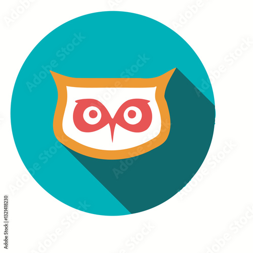 Wise Owl Icon: This image features a stylized, eye-catching illustration of an owl icon. Set against a vibrant teal circle with a subtle shadow effect, its design embodies knowledge, intelligence.