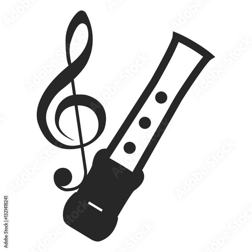 Music in Harmony: A detailed illustration captures a flute with a gracefully rendered treble clef, offering a visual harmony of musical elements.