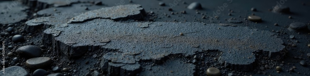 Fototapeta premium Greyish graphite smudge on a coal black rough ground, rough, graphite