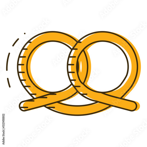 Pretzel Delight: A captivating, artful illustration showcases a fresh pretzel, its golden form inviting with its appealing and distinctive form.