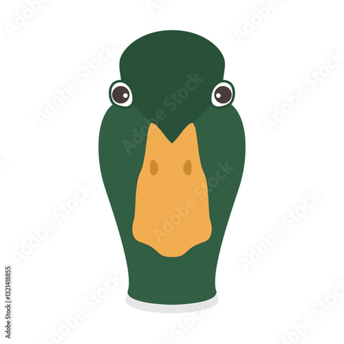 Duck's Direct Gaze: A vibrant cartoon illustration of a duck's face, centered against a clean background, with captivating eyes fixed directly at the viewer.
