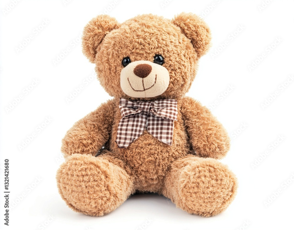 Fototapeta premium Cute brown teddy bear with bow tie, sitting.