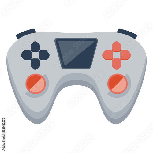 Joyful gaming: A stylized illustration of a gamepad, with its buttons and ergonomic design, invites immersive interaction with video games and entertainment 