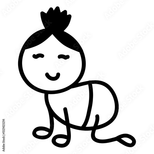 Simple Baby Illustration: a charming cartoon depiction of a baby in a cheerful pose
