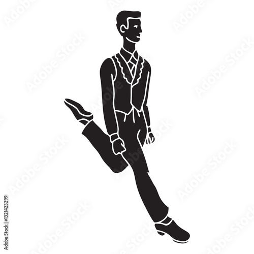 Dynamic Leap in Silhouette: A silhouette captures a poised male dancer in mid-air, executing a complex dance move, embodying the power of movement and the beauty of rhythm.