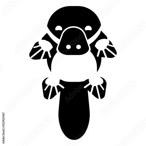 Platypus Silhouette: A simple, elegant silhouette of a platypus, perfectly capturing its unique form and characteristics, and ideal for design.