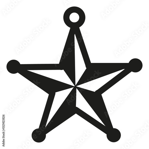 Sheriff Star Icon: A bold, black and white graphic representation of a classic sheriff's star, exuding a sense of authority, integrity, and a touch of vintage charm. 