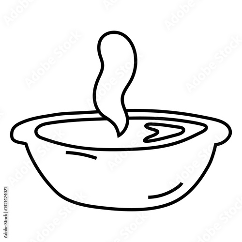 Steaming Soup Bowl: A simple yet evocative line drawing captures the essence of comfort, with steam rising from a warm bowl of soup, inviting viewers into a sense of warmth and culinary delight.