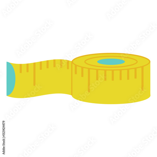 Measuring Tape Graphic: A brightly colored yellow measuring tape, neatly rolled and ready for use, stands out with its simple design against a seamless background.