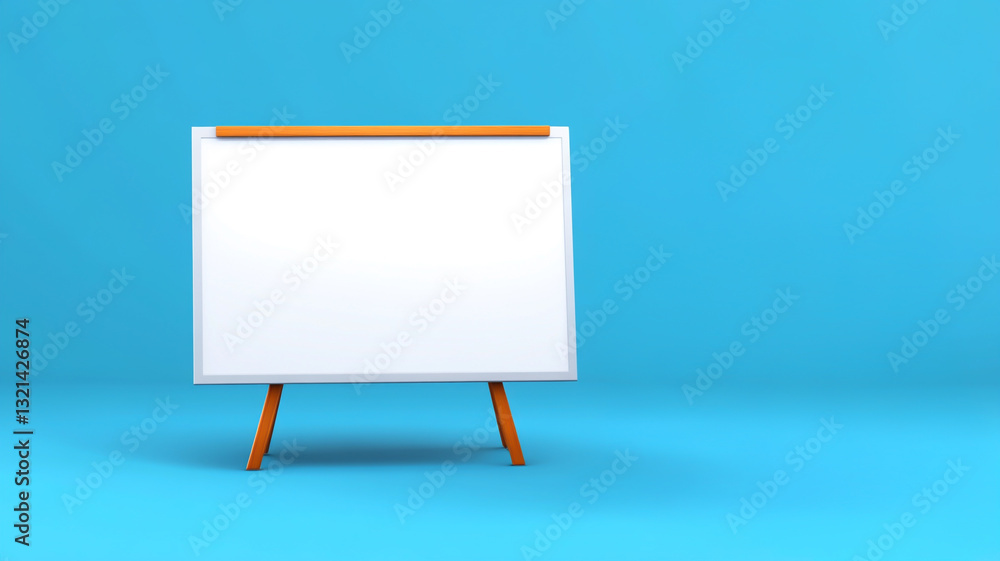 Fototapeta premium Empty whiteboard on blue background, ideal for presentations and brainstorming