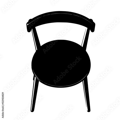 Top view of Dining chair, household object, vector graphic