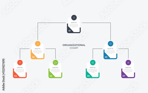 Corporate organizational chart. Business hierarchy infographic elements. Vector illustration