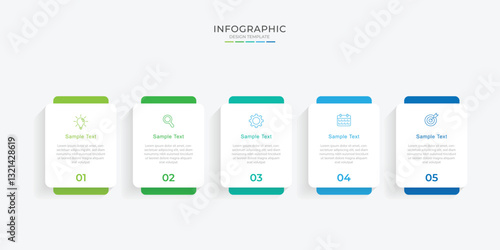 infographic template. 5 Step timeline journey, calendar Flat simple infographics design template. presentation graph. Business concept with 5 options, vector illustration.