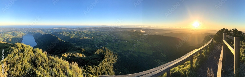 Panoramic Sunrise View from Mountaintop Lookout Panoramic Sunrise View from Mountaintop Lookout