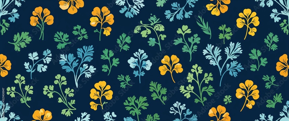 parsley pattern on blue plain background digital abstract art work illustration design parsley pattern on blue plain background digital abstract art work illustration design