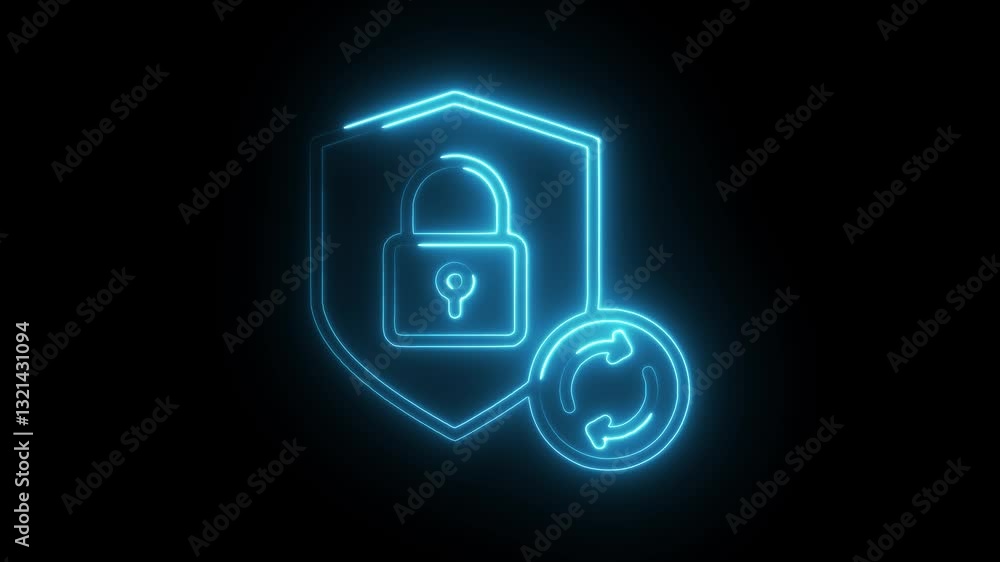 Glowing neon updates icon isolated on black background. HD Video motion graphic animation Glowing neon updates icon isolated on black background. HD Video motion graphic animation