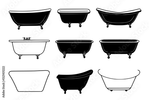 Collection of Bathtubs, furniture vectors, furniture designs