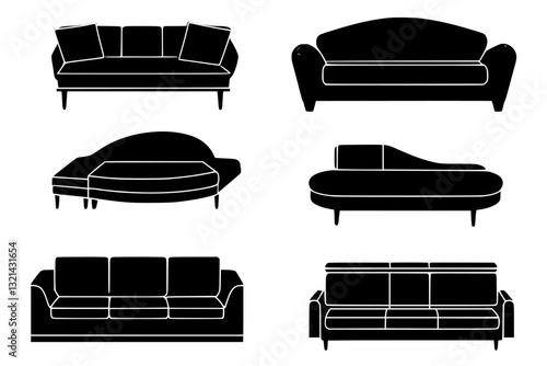 Collection of Sectionals, furniture vectors, furniture designs
