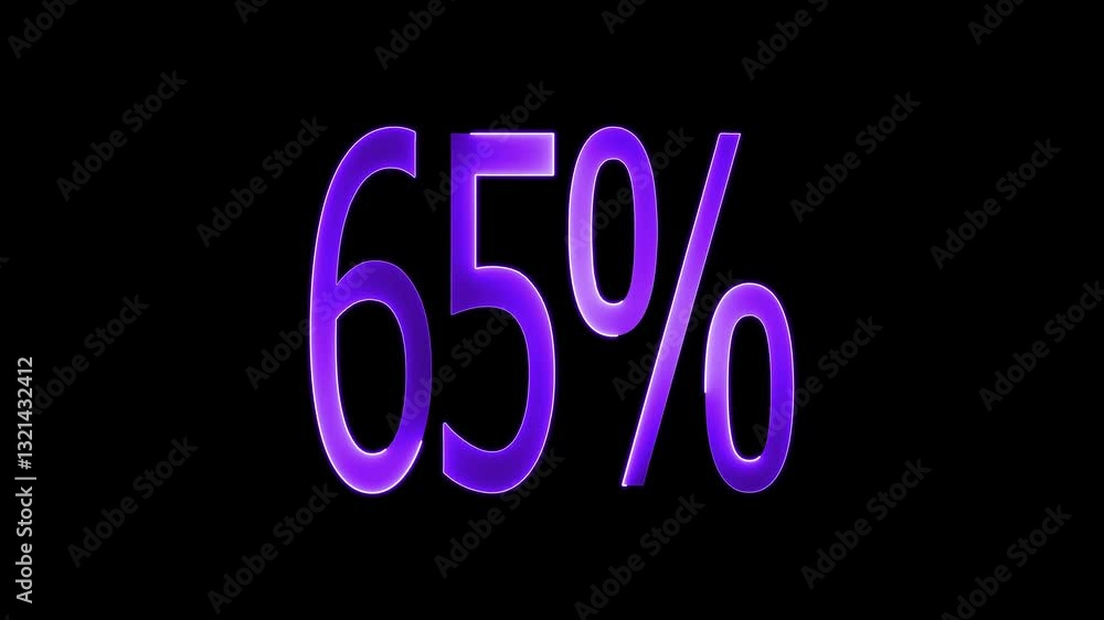 65% text animation by red color neon on black background. 65% text animation by red color neon on black background.