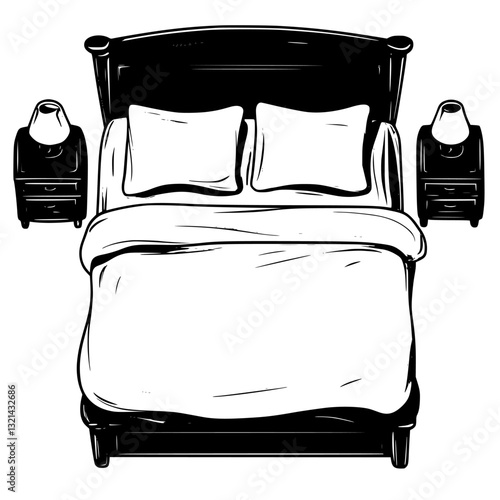 Bedside table top view, furniture vector, furniture design