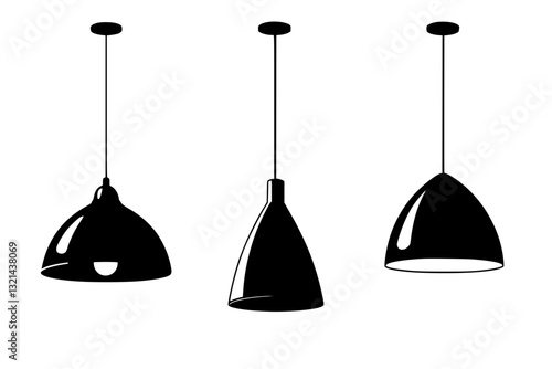Collection of Pendant lights, vectorized furniture, furniture pieces