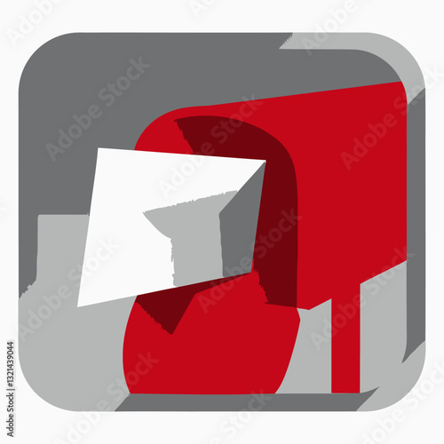 Letter Delivery: A vibrant red mailbox with a white letter emerging, symbolizing communication and the delivery of mail.
