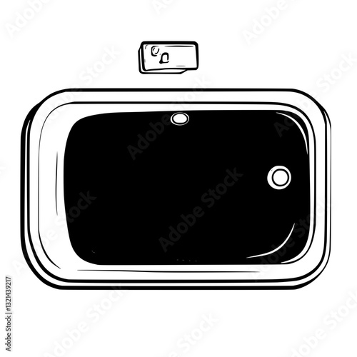 Bathtub, top view vectorized furniture, Bathtub furniture piece