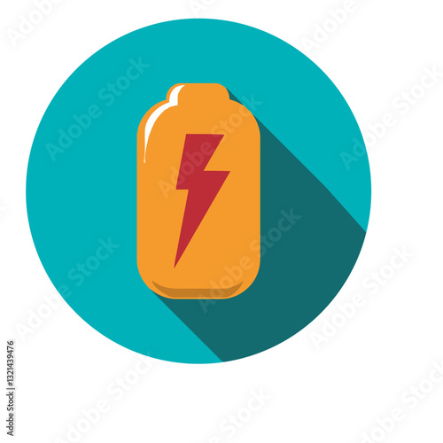 Power Icon: A simple yet evocative icon represents the power of electricity with vibrant colors and bold shapes, making it perfect for a variety of design projects.