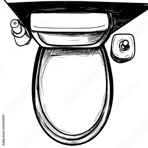 Bidet, top view vectorized furniture, Bidet furniture piece