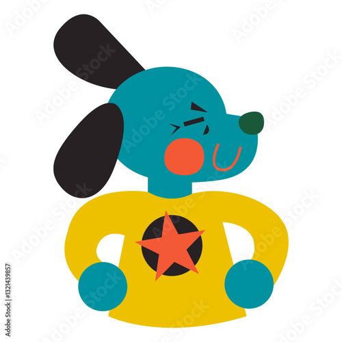 Animated Canine Hero: An animated illustration of a dog, strikes a heroic pose, donning a star-emblazoned uniform, exuding confidence and playfulness.