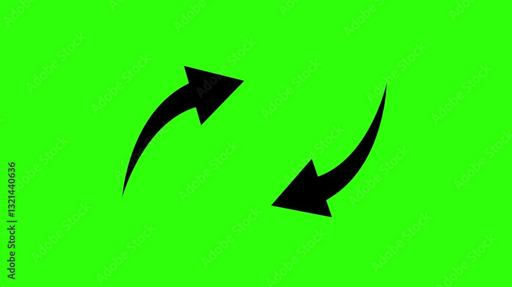 circle with two arrow animation on green background. circle with two arrow animation on green background.
