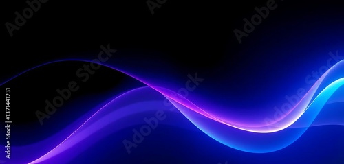 Abstract glowing wave, blue purple gradient on black noise texture, green, vibrant