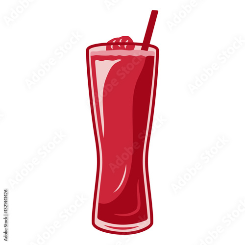 Strawberry smoothie: A tasty-looking glass of strawberry smoothie, garnished with fresh strawberries and a straw, is ready to quench your thirst.