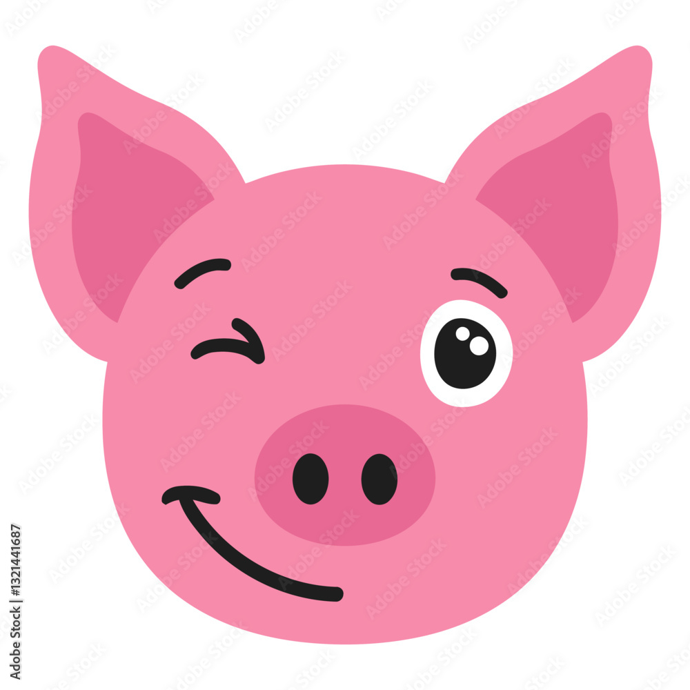 Whimsical Pig's Wink: A charming, cartoonish pig with a playful wink, radiating joy and innocence in a vibrant and lighthearted illustration. Whimsical Pig's Wink: A charming, cartoonish pig with a playful wink, radiating joy and innocence in a vibrant and lighthearted illustration.