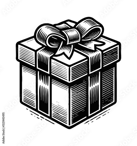 Present with bow graphic. gift giving concept for celebration moment