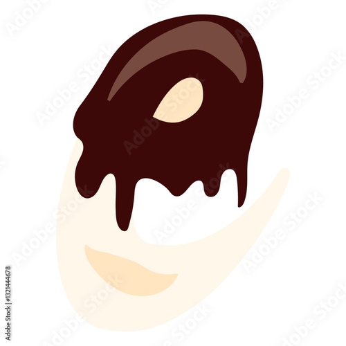 Sweet Indulgence: A simple image of a delectable dessert with a creamy base generously topped with rich, glossy chocolate, representing the ultimate treat. 