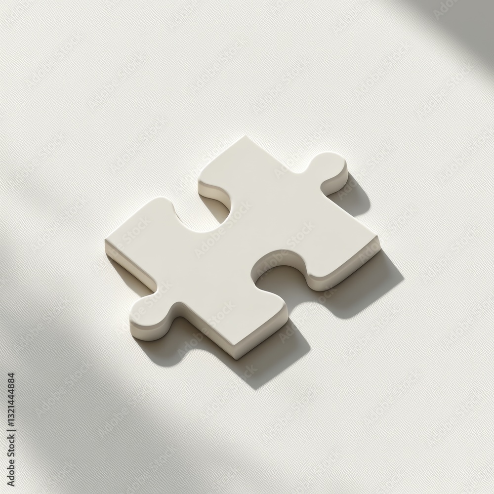 Obraz premium Single 3D Puzzle Piece Resting on White Surface with Shadows